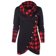 Load image into Gallery viewer, 2019 Women Long Sleeve irregular Plaid printed Turtleneck Casual Tartan Tunic Button Sweatshirt Pullover Tops  juvenil mujer #VE