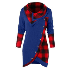 Load image into Gallery viewer, 2019 Women Long Sleeve irregular Plaid printed Turtleneck Casual Tartan Tunic Button Sweatshirt Pullover Tops  juvenil mujer #VE