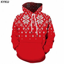 Load image into Gallery viewer, KYKU Christmas Hoodies Men Sweatshirt Red Hip Hop 3d Print Hoodie Xmas Snowflake Sweatshirt Pullover Hooded Funny Mens Clothing