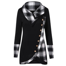 Load image into Gallery viewer, 2019 Women Long Sleeve irregular Plaid printed Turtleneck Casual Tartan Tunic Button Sweatshirt Pullover Tops  juvenil mujer #VE